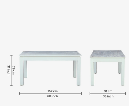 Wood Curls Mistwood Mango Wood 6 Seater Dining Table In White Wirebrush Finish