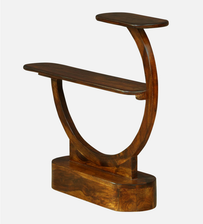 Wood Curls Curvea  Sheesham Wood End Table In Walnut Finish