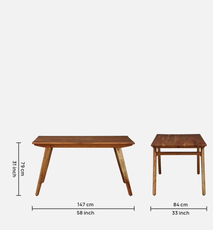 Wood Curls 4 Seater Arcane Dining Set in Acacia wood