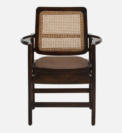 Wood Curls Rivana Sheesham Wood Arm Chair In Walnut Finish