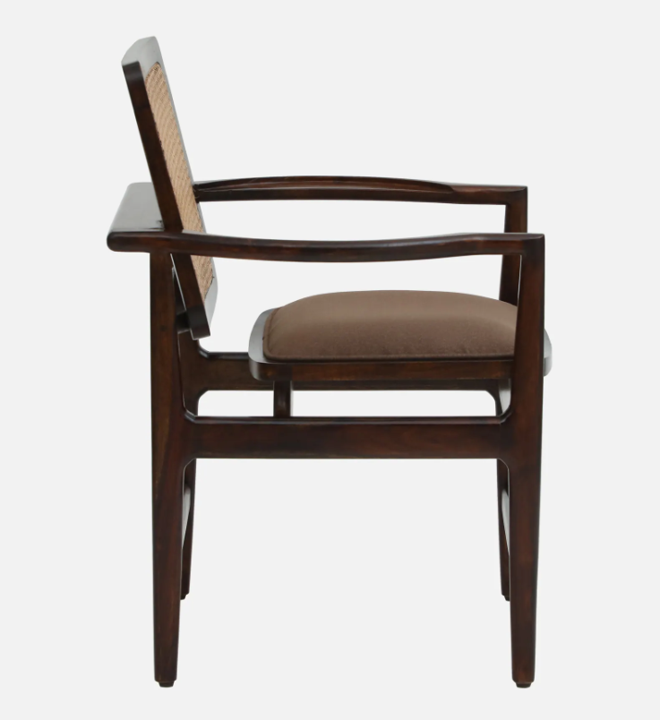 Wood Curls Rivana Sheesham Wood Arm Chair In Walnut Finish