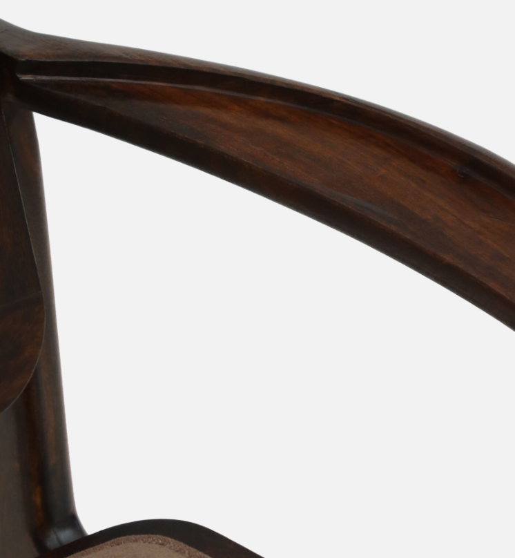 Wood Curls Rivana Sheesham Wood Arm Chair In Walnut Finish