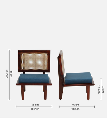Tressa Sheesham Wood  Slipper Chairs with Cushion In Honey Oak Finish