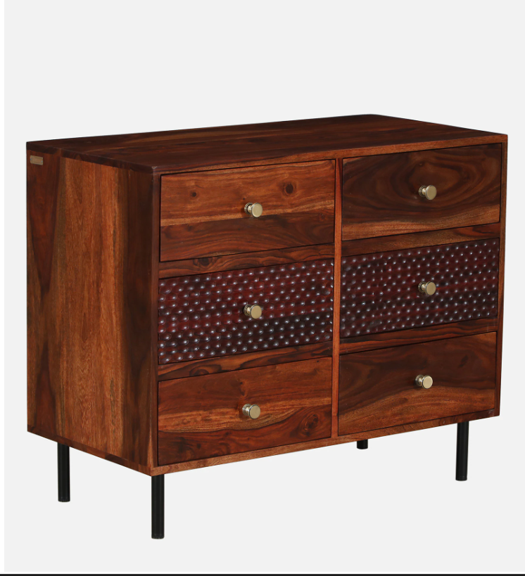 Wood Curls Linea Sheesham Wood Chest Of Drawers In Honey Oak Finish