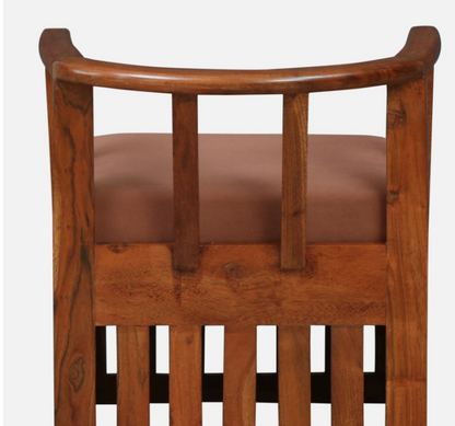 Wood Curls TimberNest Artisanal Acacia Wood Slipper Chair with Cushion, Natural Finish, Slat Design, Living Room Seating (Dimensions :H 21 x W 19 x D 24 inches)