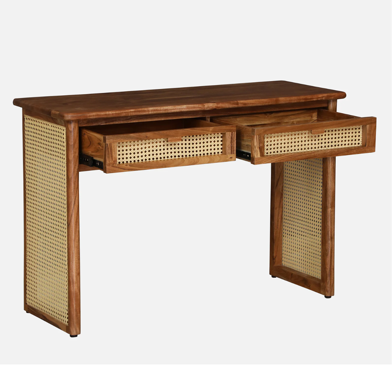 Aster Solid Acacia Wood Cane Console Desk