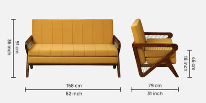Wood Curls Verona 3+2 Seater Solid Sheesham Wood Sofa with Modern Arm Design(Dimensions:158 cm (L) x 79 cm (W) x 91 cm (H)