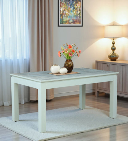Wood Curls Mistwood Mango Wood 6 Seater Dining Table In White Wirebrush Finish