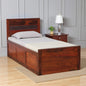 Wood Curls Sereno Sheesham Wood Single Bed In Honey Oak Finish With Box Storage