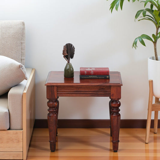 Wood Curls Oakridge Sheesham Wood End Table In Honey Oak Finish