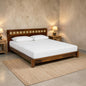 “Sheesham wood king size bed with cane headboard”
“solid wooden bed frame for bedroom India”
“modern king size bed with natural wood finish”