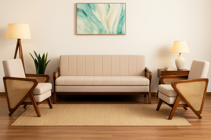 sheesham wood 3+1+1 seater sofa in provincial teak finish