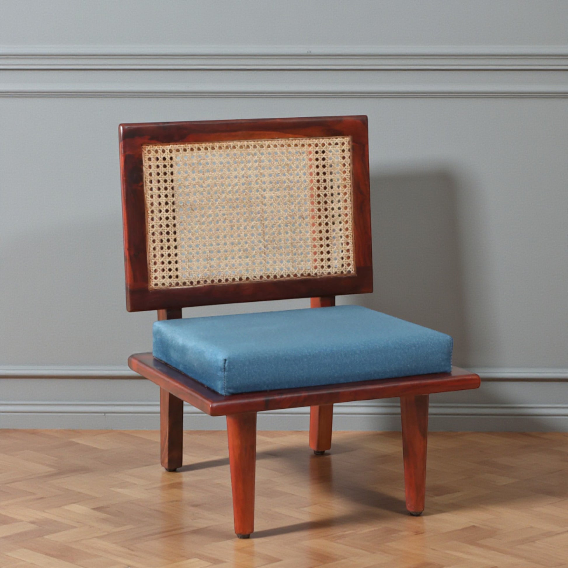 sheesham wood slipper chair with cushion honey oak finish