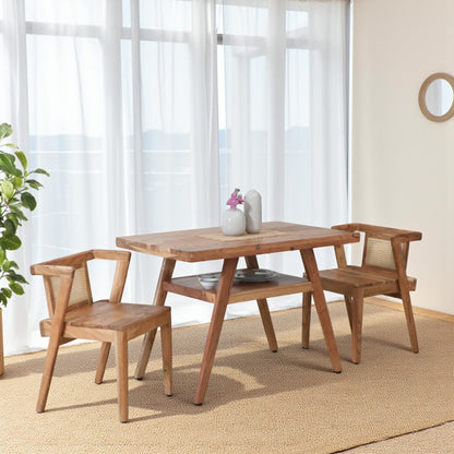 Wood Curls Willow 2-Seater Dining Set in Natural Acacia Finish
