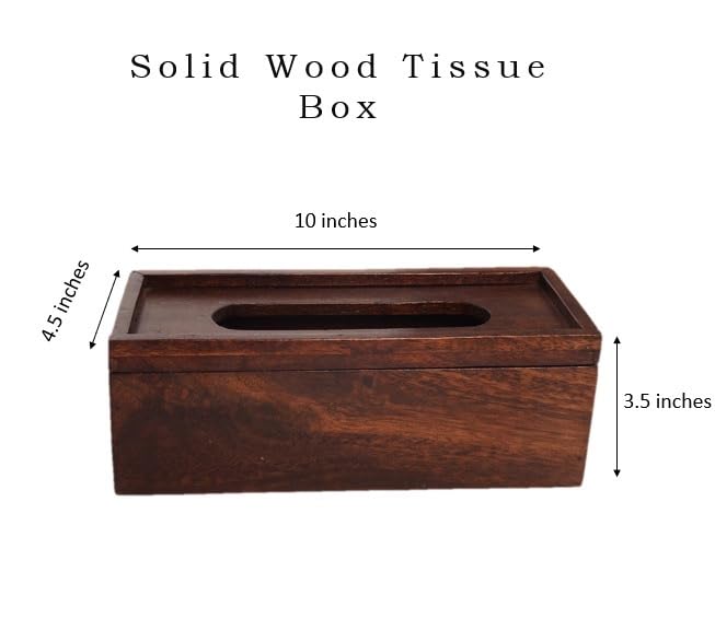 WOOD CURLS rectangular mango wood tissue holder with a natural finish and sliding cover for home or office decor