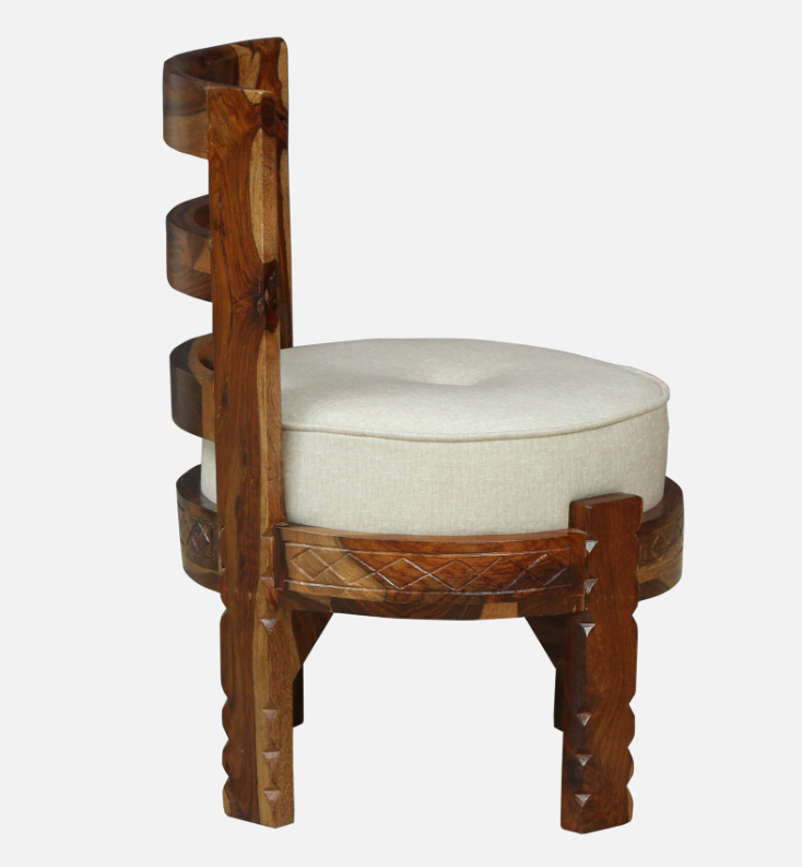 solid sheesham wood slipper chair with cushion

natural finish wooden accent chair

sheesham wood armless slipper chair